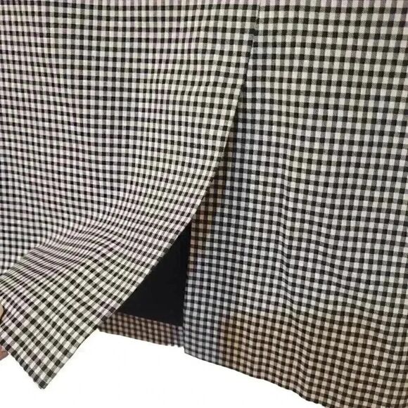Talbots Women's Black & White Cotton/Spandex Gingham Check Straight Lined Skirt - Picture 2 of 9